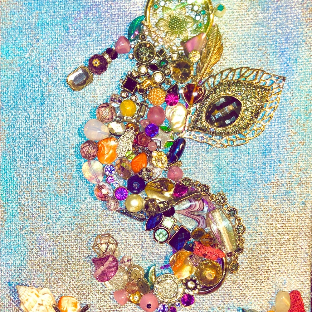Handmade couture 💎 vintage jewelry 6x8 SeaHorse